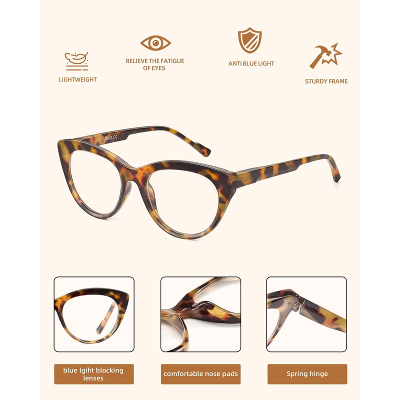 JM 3 Pack Stylish Cat Eye Reading Glasses for Women,