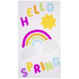 Holiday Decor 'Hello Spring' Rainbow and Sunshine Gel Window Clings - 18 Piece, Multicolor