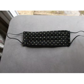 Handmade 100% Cotton Mask - Black with Gold Dots  -  2-Layer Adult Mask w/Black Elastic