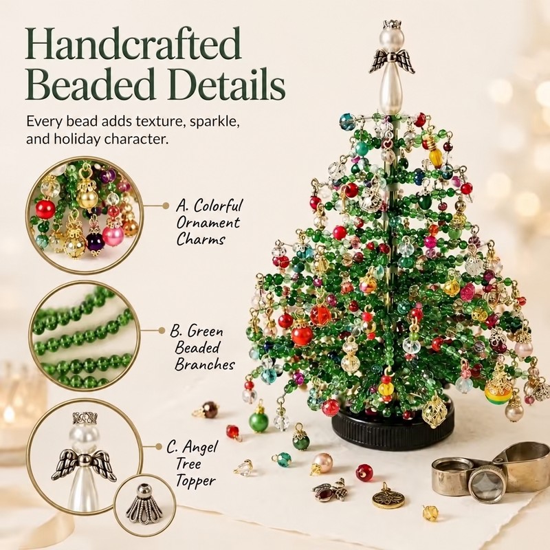 DIY Beaded Christmas Tree Craft Kit for Holiday Decorating –