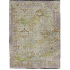 Linon Logan Mersin Polyester 3' X 5' Accent Rug in Lilac and Green