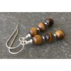 Tiger's Eye Gemstone & Sterling Silver Hook Drop Earrings with