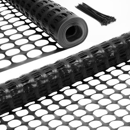 Ohuhu Plastic Garden Snow Fence, 4'x100'/10.7LB Reusable Netting Plastic Safety Fence Roll, Temporary Fence Snow Fencing Economy Construction Fencing Poultry Fence for Deer Rabbits Chicken Dogs