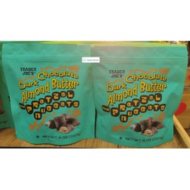 Trader Joe's2 Trader Joe’s Dark Chocolate Almond Butter Filled Pretzel Nuggets 8oz 227g (Two Bags)