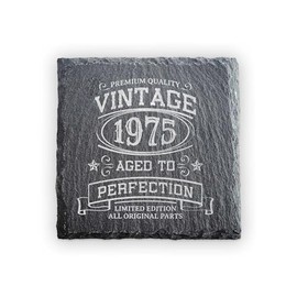 50th Birthday Slate Coaster | 1975 Aged to Perfection | Limited Edition | Premium Quality | Vintage Style Engraved Gift (1975)