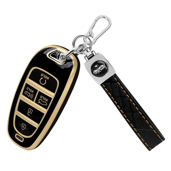 TOMALL for Hyundai Key Fob Cover with Keychain, 5 Buttons