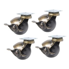 4 Pack, Youngine Antique Ball Caster Wheels with Brake, Plate Ball Swivel Caster Wheels with 360 Degree Rotation for Furniture Ottoman Sofa Cabinets Wheelchairs (2inch-Plate)