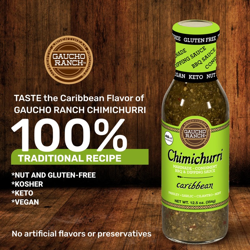 Gaucho Ranch Caribbean Steak Sauce | Gourmet Chimichurri Adobo with