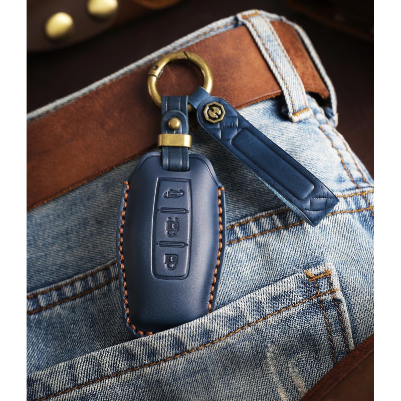 HIBEYO Leather Car Key Case Fits Mitsubishi Outlander 2022-2025 Key