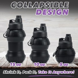 Maynas Spittoon for Chewing Tobacco | Portable Spit Cup, Collapsible Silicone Dip Spitting Accessories | Spill Resistant Spitter Jug with Lid | Travel Spitune 15 Oz, Black