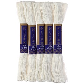 ダルマ 刺し子糸 細 小かせ 40m col.2 きなり 5かせセット