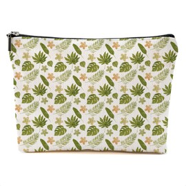 DHKG Tropical Leaves Makeup Bag Jungle Cosmetic Bag Friend Friendship Gifts for Women Girls Sister Coworker Daughter Botanical Travel Organizer Zipper Pouch Christmas Thanksgiving Birthday Gifts