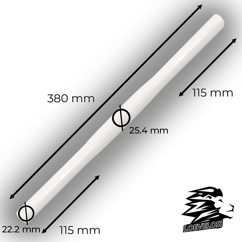 LOEVELOSI SingleSpeed Handlebar Flat White 38 cm Short Aluminium Flatbar