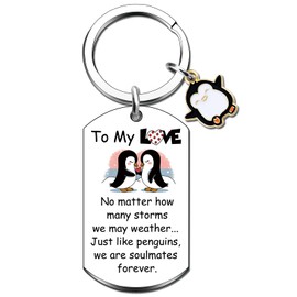MigPio Penguin Keychain Christmas Gifts for Couples Stocking Stuffers for Girlfriend Cute Couple Gifts Wife Christmas Gift Ideas Couple keychain Christmas Valentines Day Gifts for Him Her