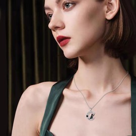 TIGER RIDER Moon Cat Necklace for Women 925 Sterling Silver Black Cat Onyx Celtic Knot Jewelry Gifts Birthday Christmas Gifts for Women Wife Daughter (Black Onyx)