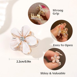 Weiße Kleine Blumen Haarschmuck, Glitzer Haarspangen, Süße Blumen Haarklammer Klein, Kleine Haarspangen, für Foto, Alltag, Party, Kommunion, Hochzeit, für Damen, Mädchen, (10 Stück, Weiße)