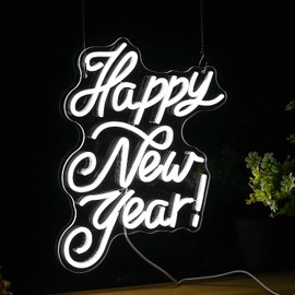 Happy New Year Neon Sign Led Neon Lights for Wall Decor Usb Stay Home Light Up Signs for Home Bedroom Indoor Decorations Birthday Party Decor Gifts for Friends