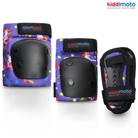 Kiddimoto Kids Elbow Knee Pads Set. Protective Gears for children skating mtb skateboard street sport biking and scooter with Elbow Knee Wrist Guards Pads