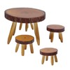 Dollhouse Wood Round Dining Table Chair Mini Miniature Dollhouse Furniture