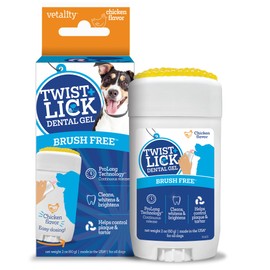 Twist + Lick Dental Gel for Dogs, Cleans Teeth and Freshens Breath for 24 Hours, Chicken Flavor, 2 oz, 30 Day Supply