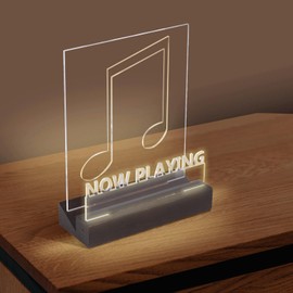 WodGod Now Playing Vinyl Record Stand,Wooden Acrylic Light Up Holder for Vinyl Album Display Storage, Album Record Display Storage Collection Holder