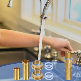 2 x Cold Water Tap Fittings Nipple Lock Nut WISIRENT, Tap Extended High M32 x 10 cm and M32 x 15 cm, Tap Extension with Threaded Pipe, Tap Extension Thread Pipe