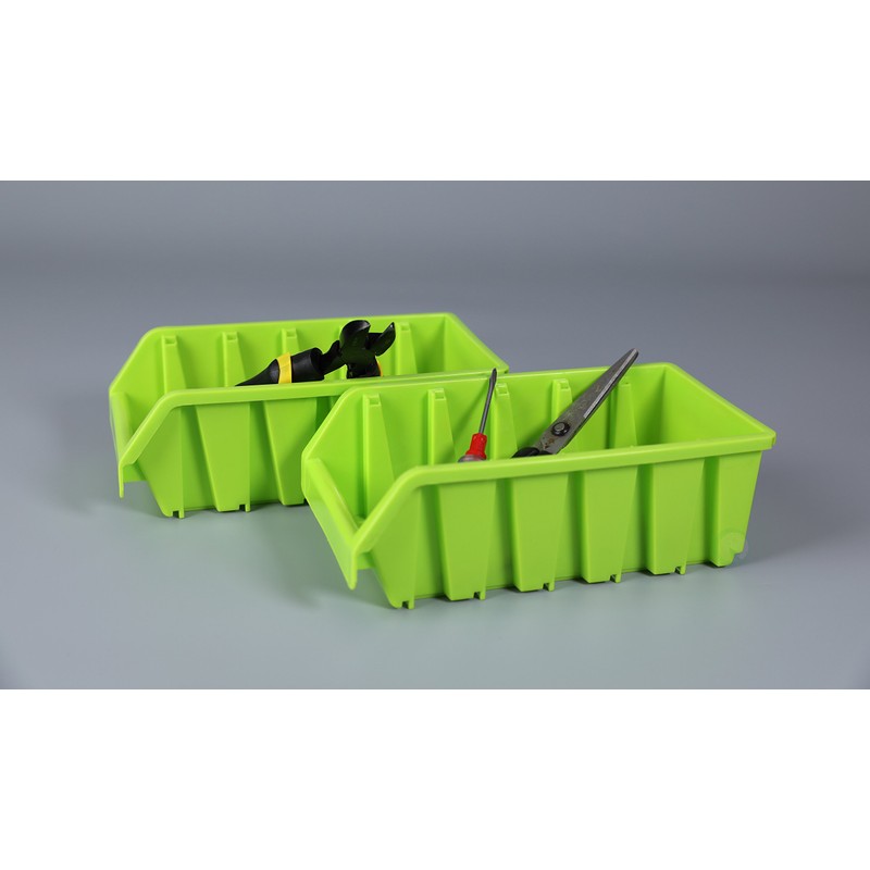 Basicwise Set of 2 Plastic Storage Stacking Bins, Green,QI003255G