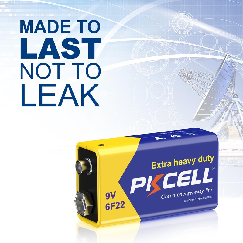 PKCELL 9V Battery Carbon Zinc for Smoke Detectors 6F22 Battery,