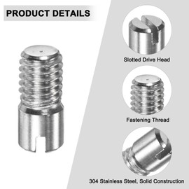 M METERXITY 10-Pack M6 x 14mm Slotted Cylindrical Pin Dowel, 304 Stainless Steel External Thread Locating Dowel Parallel Pins for Metal Devices/Wooden Projects [Silver Tone]