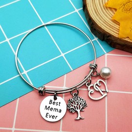 Mother's Day Gift for Mema Bracelet Gift for Mema Best Mema Ever Bracelet Grandma Expandable Wire Bangle Bracelet Grandma Gift for Grandmother Nana Thanksgiving Christmas Birthday Gift for Grammy Gift