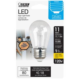 Feit Electric BPS14/SU/LED Non-Dimmable Led Bulb, 1.5 W, 120 V, 80 Lumens, 3000K, 1-1/2 in Dia X 3-1/4 in L, Warm White