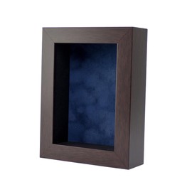 CountryArtHouse 5x7 Brown Shadow Box Frame with A 1 3/4" Usable Depth Includes Navy Blue Suede Acid-Free Backing, UV Resistant Acrylic, & Hanging Hardware