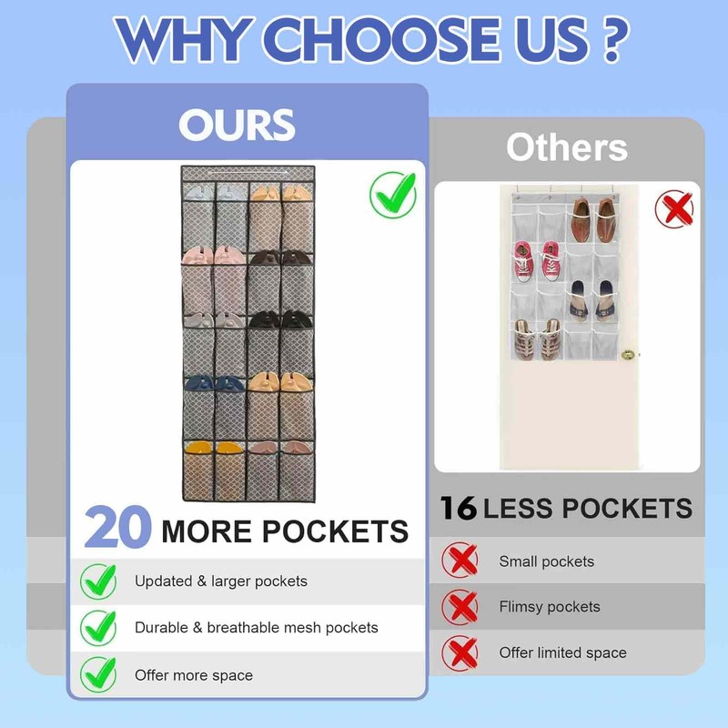Door Organiser, Hanging Organiser, Versatile Shoe Storage Solution, Mesh Design,