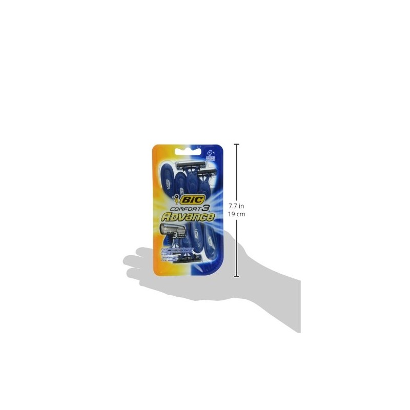 BIC Comfort 3 Advance Disposable Razor for Men, 4 Count