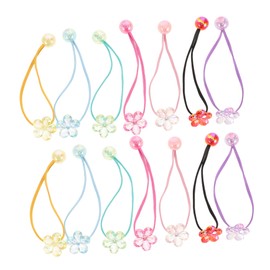 Baluue 14 Pcs Flower Hair Ties for Adjustable Elastic Ponytail Holders with Elegant Bead Design Soft Flower Shaped Accessories for Boy Girl Multiple Colors