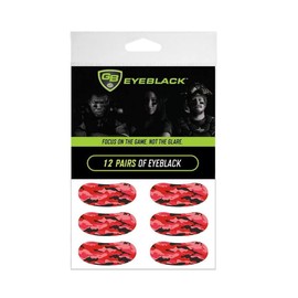 GB Eyeblack - 12 Pairs Peel & Stick Athletic Eyeblack, Eye Black Baseball, Eye Black Lacrosse (Red Camo)