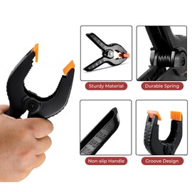 Aurum and Adorn 4 Inch Spring Clamps for Woodwork Nylon Clip Heavy Duty Grips Clips Wood Clamps Quick Grip with Moveable Jaws for Photo Studio Backdrop Background Stand - 8Pcs