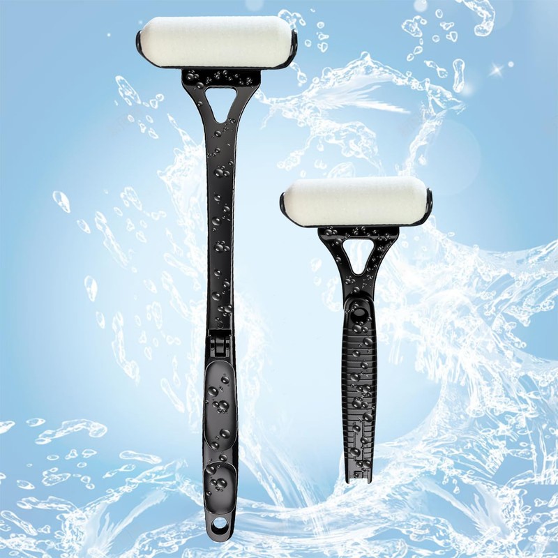 Lotion Applicator, Folding Handle with 3 Reusable Foam Rollers, Washable