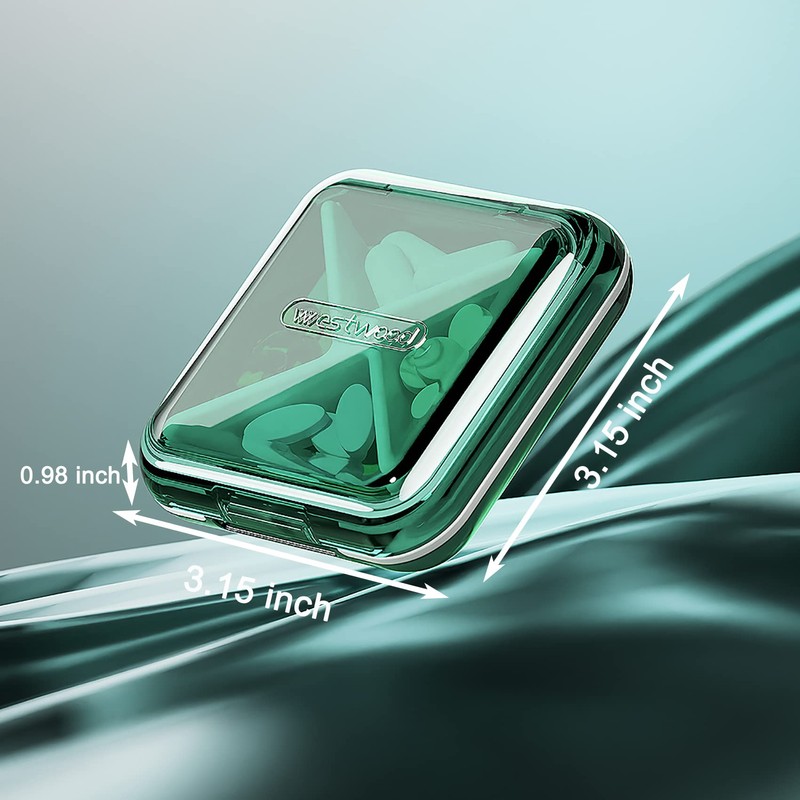 DUBSTAR Daily Pill Organizer,4 Compartments Portable Travel Small Pill Case,
