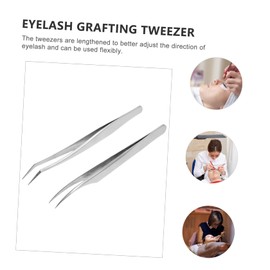 Mikinona 2pcs Stainless Eyelash Tweezers Fine Lash Extension Kit Beauty Supplies for Personal Professional Use