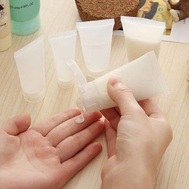 SOLUSTRE 50PCS Cosmetic Lotion Tubes, Squeeze Shampoo Bottles, Toiletry Lotion Bottle with Flip Lid, Empty Plastic Makeup Sample Bottles for Facial Cleanser Toner Hand Cream (10ml)