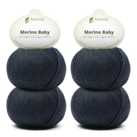 PASCUALI Merino Baby 100% Virgin Wool Merino Wool for Knitting and Crocheting, Set: 4 Balls - 200 g, Colour: Slate 303