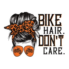 Bike Hair Don't Care 4.5 in Biker Messy Bun Premium Refrigerator Magnets – Funny Magnets for Fridge Dishwasher, Whiteboard, Toolbox or Car and Truck |PM122|