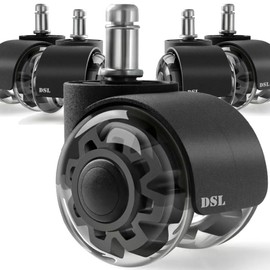 Office Chair Wheels, DSL Rubber Chair Casters Replacement Pack of 5 for Home and Office - Universal Size Supports up to 295kg/650lbs (Not 1KEA) – Suitable for All Types of Floors