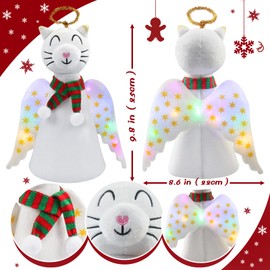 Christmas Tree Topper Decoration Cat Angel with LED Light-Up Wings Holiday Decoration (Cat Angel)