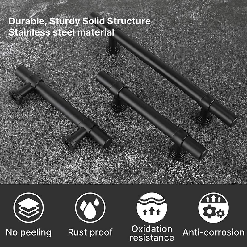 LONTAN 10 Black Cupboard Handles 96mm Kitchen Cupboard Handles Black