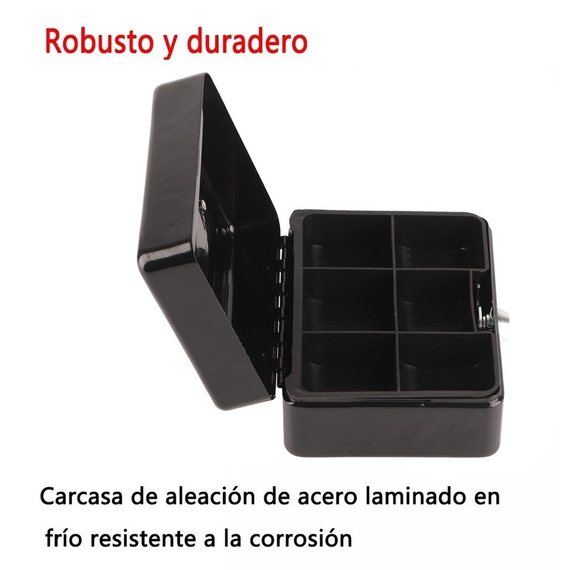 Metal Cash Box 6 Compartments High Safety Money Box with