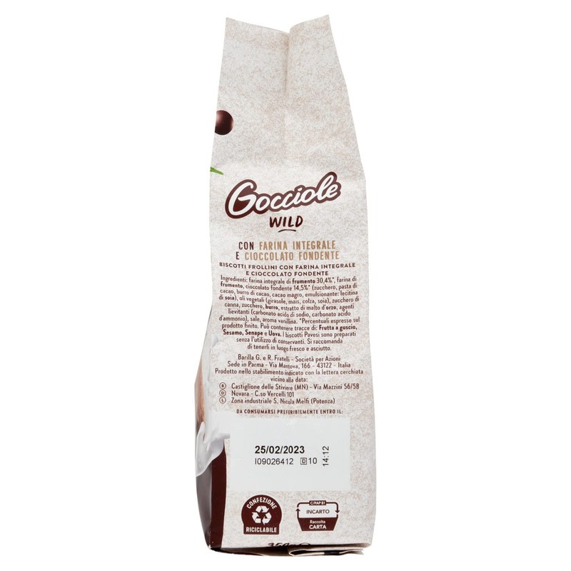 Pavesi Biscotti Gocciole Cioccolato Wild Integrali, Biscotti da Colazione -