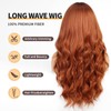 KOME Orange Wigs with Bangs,Ginger Long Wavy Wig for Women,Long