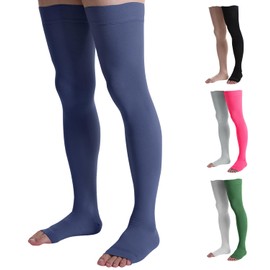 Doc Miller - Calcetines de compresión de alta compresión para mujeres y hombres, 20-30 mmHg para venas varicosas, medias de compresión para apoyo al embarazo para mujeres, Azul oscuro, 4X-Large